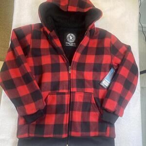 Street Rules Kids 14/16 Fleece Lined Buffalo Plaid Red Black Zip Up Hoodie NEW
